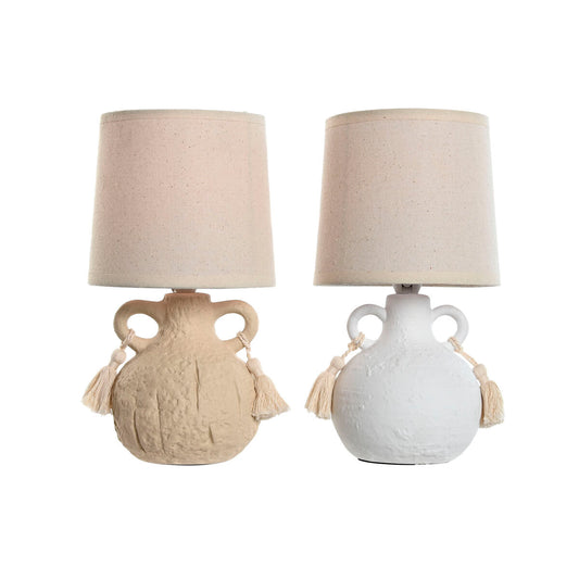 Desk lamp Home ESPRIT White Beige Ceramic 220 V 15 x 15 x 28 cm (2 Units)-0
