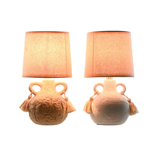 Desk lamp Home ESPRIT White Beige Ceramic 220 V 15 x 15 x 28 cm (2 Units)-1