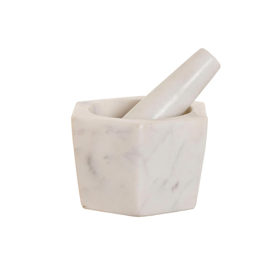 Mortar and pestle Home ESPRIT Marble 12,5 x 12,5 x 8 cm-1