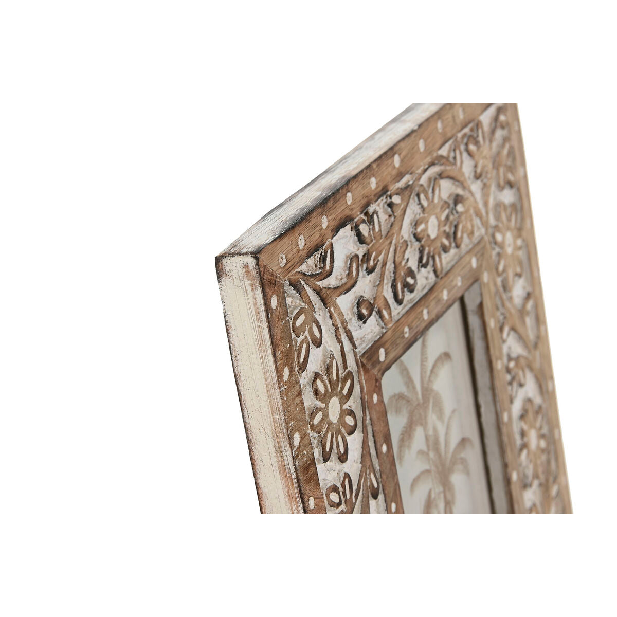 Photo frame Home ESPRIT White Natural Crystal Mango wood Indian Man 21 x 2 x 26,5 cm-2