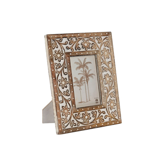 Photo frame Home ESPRIT White Natural Crystal Mango wood Indian Man 21 x 2 x 26,5 cm-0