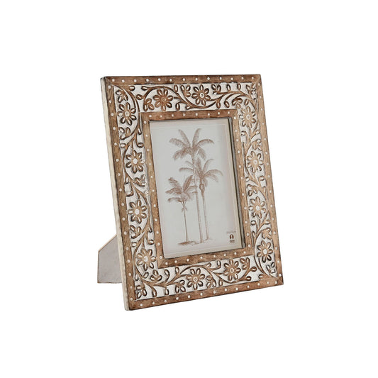 Photo frame Home ESPRIT White Natural Crystal Mango wood Indian Man 26,5 x 2 x 31,5 cm-0