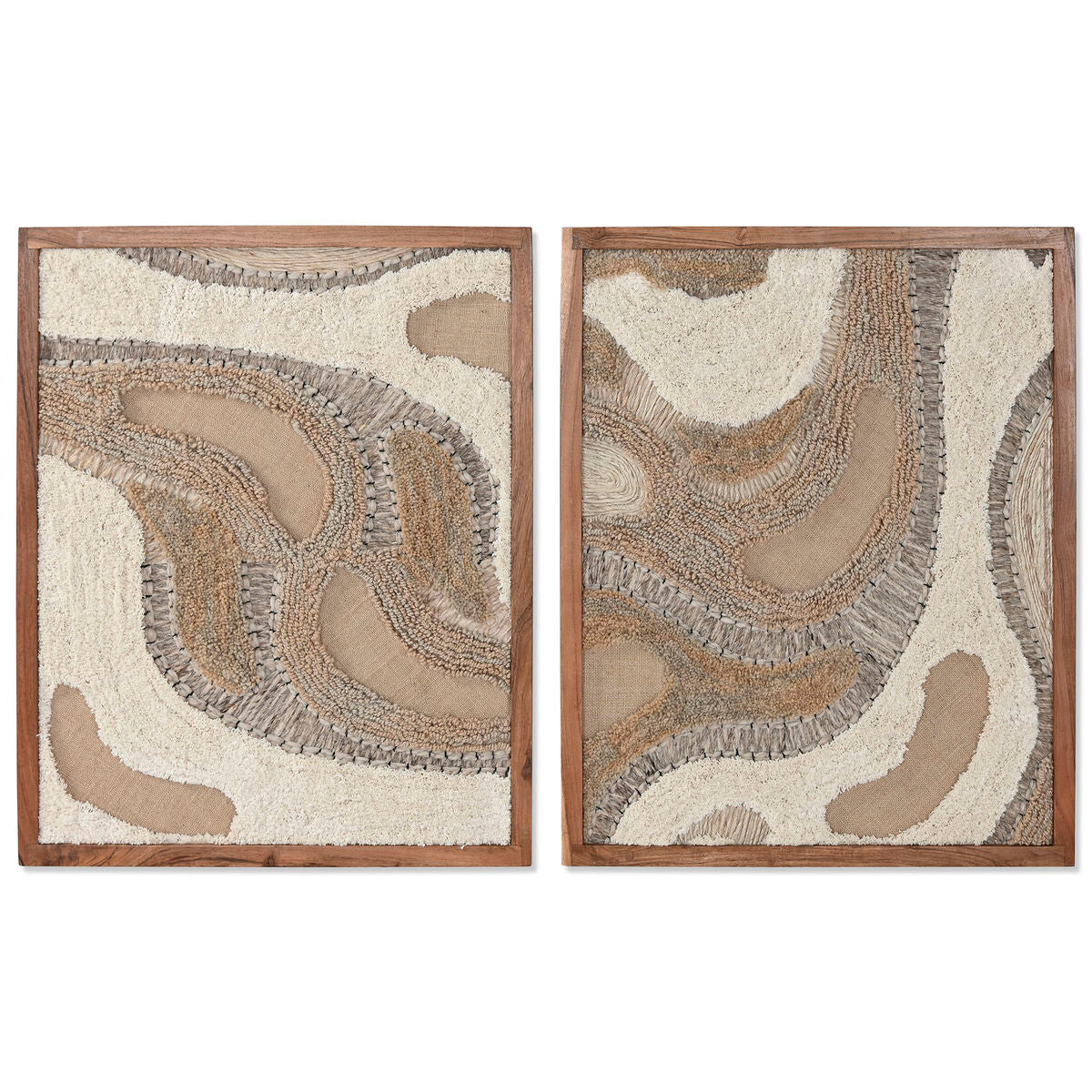 Painting Home ESPRIT White Natural Abstract Scandinavian 60 x 3 x 75 cm (2 Units)-1