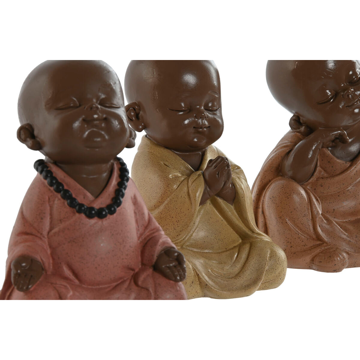 Decorative Figure Home ESPRIT Orange Coral Lime Resin Monk Oriental 10,5 x 9 x 13,5 cm (3 Units)-2