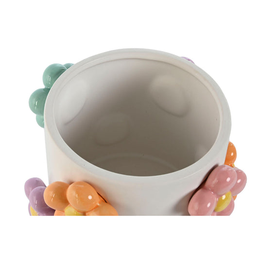 Planter Home ESPRIT White Multicolour Dolomite Flowers 17 x 17 x 14,5 cm-1