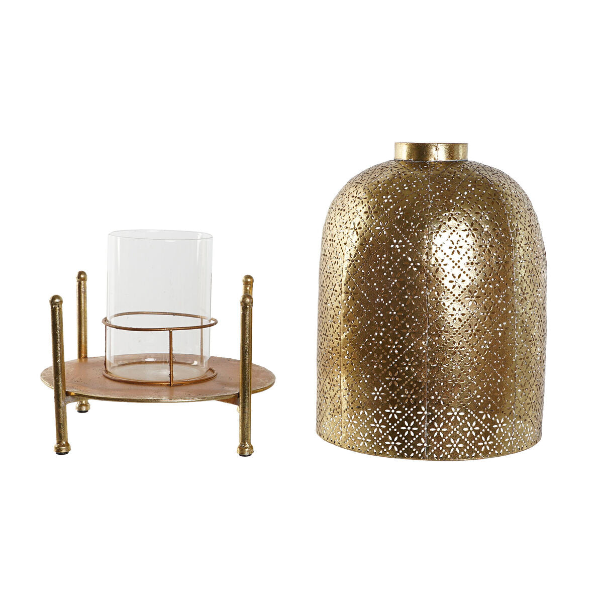 Candleholder Home ESPRIT Golden Metal Crystal 24 x 24 x 33 cm-1