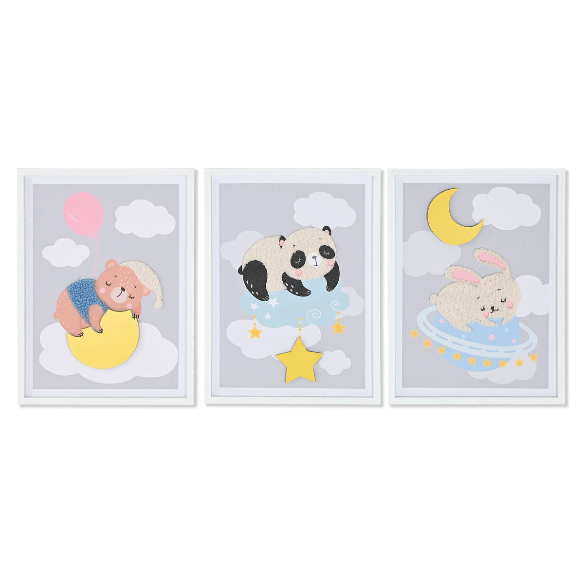 Painting Home ESPRIT Yellow Grey Children's 30 x 1,8 x 40 cm (4 Units)-5