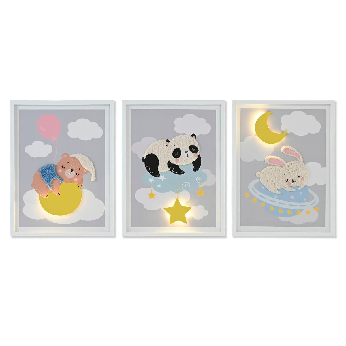 Painting Home ESPRIT Yellow Grey Children's 30 x 1,8 x 40 cm (4 Units)-0