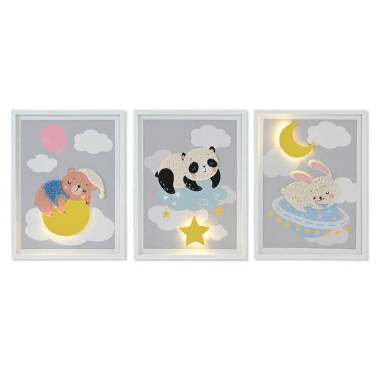 Painting Home ESPRIT Yellow Grey Children's 30 x 1,8 x 40 cm (4 Units)-0