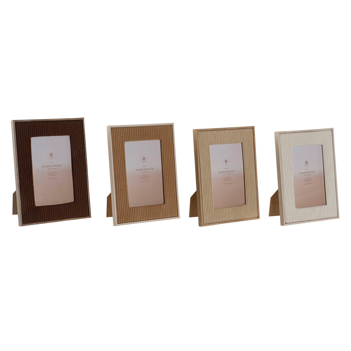 Photo frame Home ESPRIT Brown Beige Velvet Crystal Modern (4 Units)-0