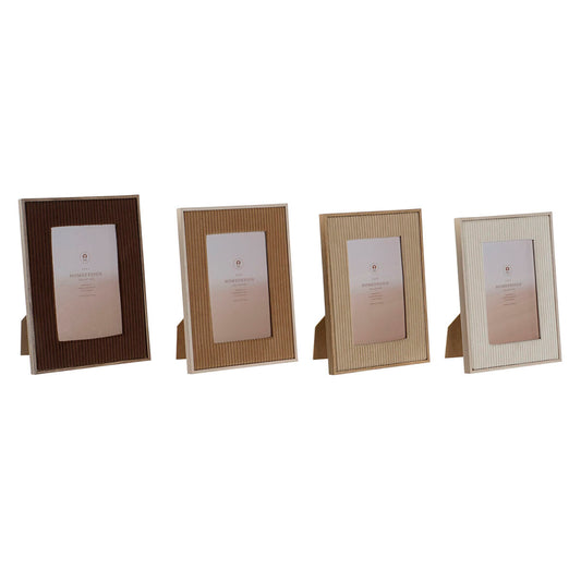 Photo frame Home ESPRIT Brown Beige Velvet Crystal Modern (4 Units)-0