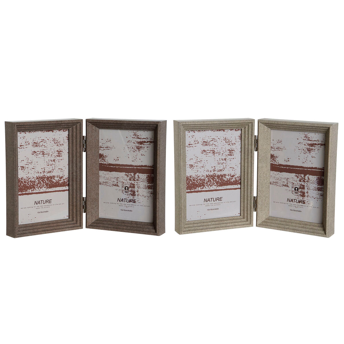 Photo frame Home ESPRIT Brown Beige Crystal polystyrene Urban 25 x 3 x 18 cm (2 Units)-0
