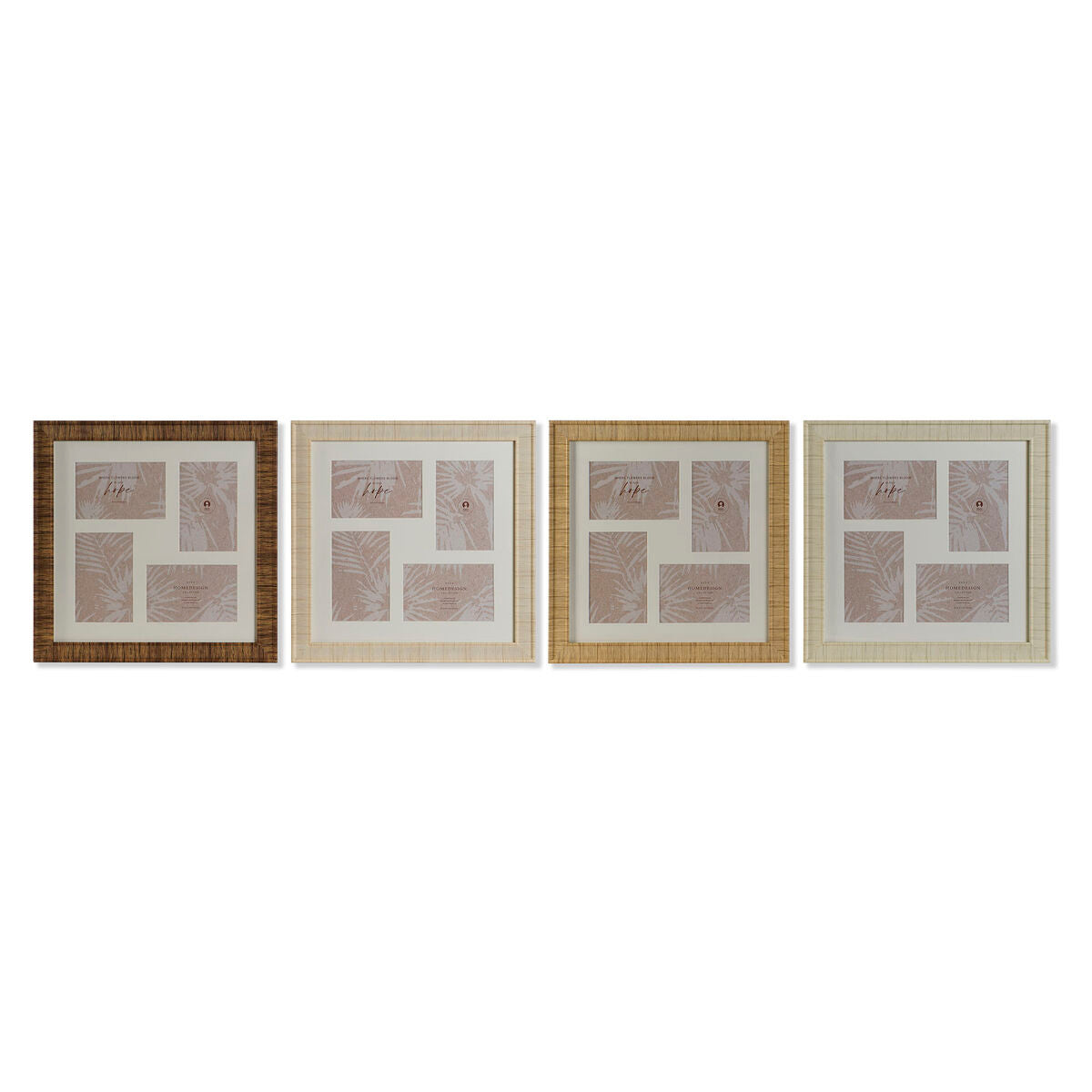 Photo frame Home ESPRIT Brown Beige Natural Ivory Crystal polystyrene Scandinavian 38 x 2 x 38 cm (4 Units)-0