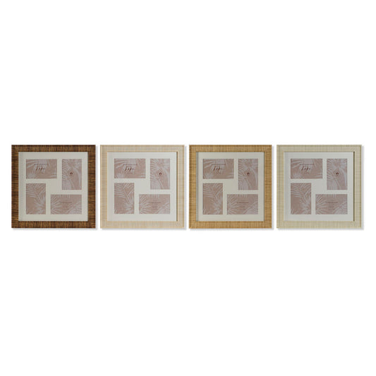 Photo frame Home ESPRIT Brown Beige Natural Ivory Crystal polystyrene Scandinavian 38 x 2 x 38 cm (4 Units)-0