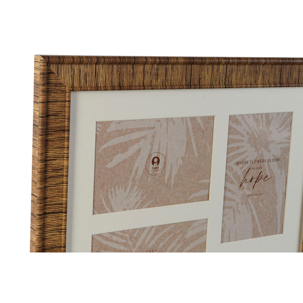 Photo frame Home ESPRIT Brown Beige Natural Ivory Crystal polystyrene Scandinavian 34 X 2 X 38 cm (4 Units)-2