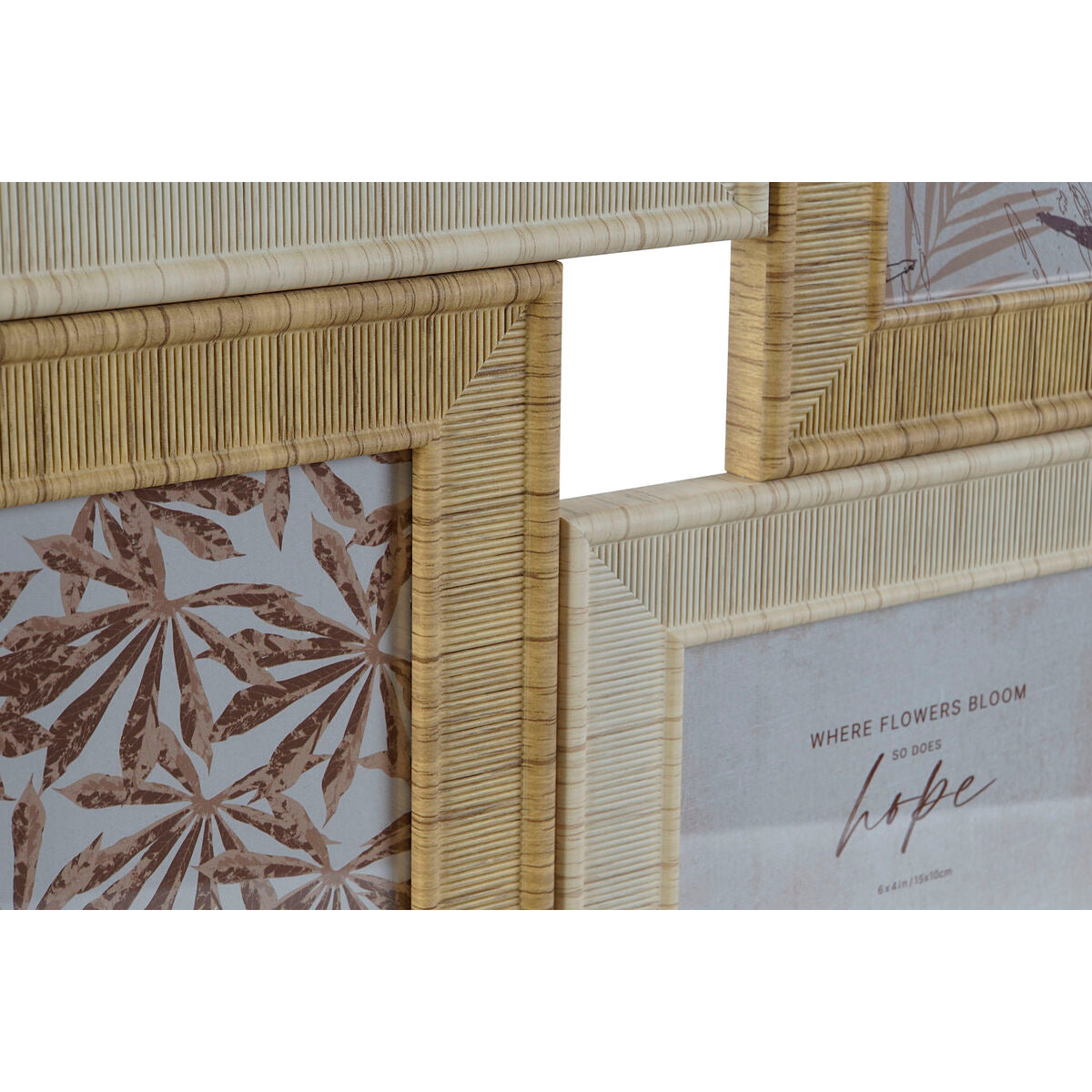 Photo frame Home ESPRIT Beige Natural Crystal polystyrene Scandinavian 36 X 2 X 36 cm-2