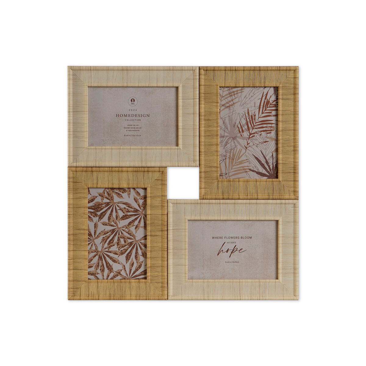 Photo frame Home ESPRIT Beige Natural Crystal polystyrene Scandinavian 36 X 2 X 36 cm-0