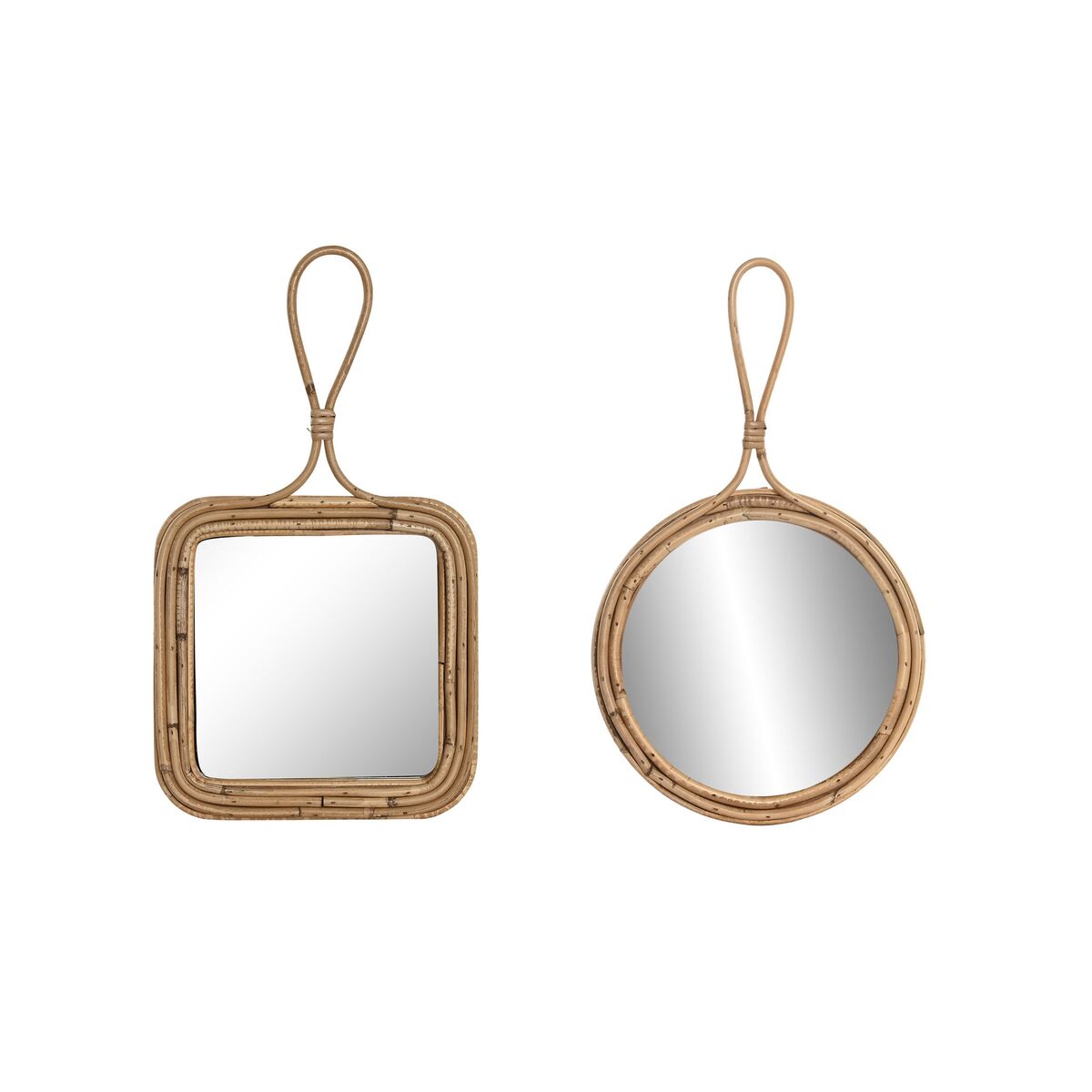 Wall mirror Home ESPRIT Natural 24 x 2,5 x 40 cm (2 Units)-0