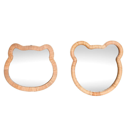 Wall mirror Home ESPRIT Natural 40 x 3 x 42 cm 40 x 3 x 43 cm (2 Units)-0