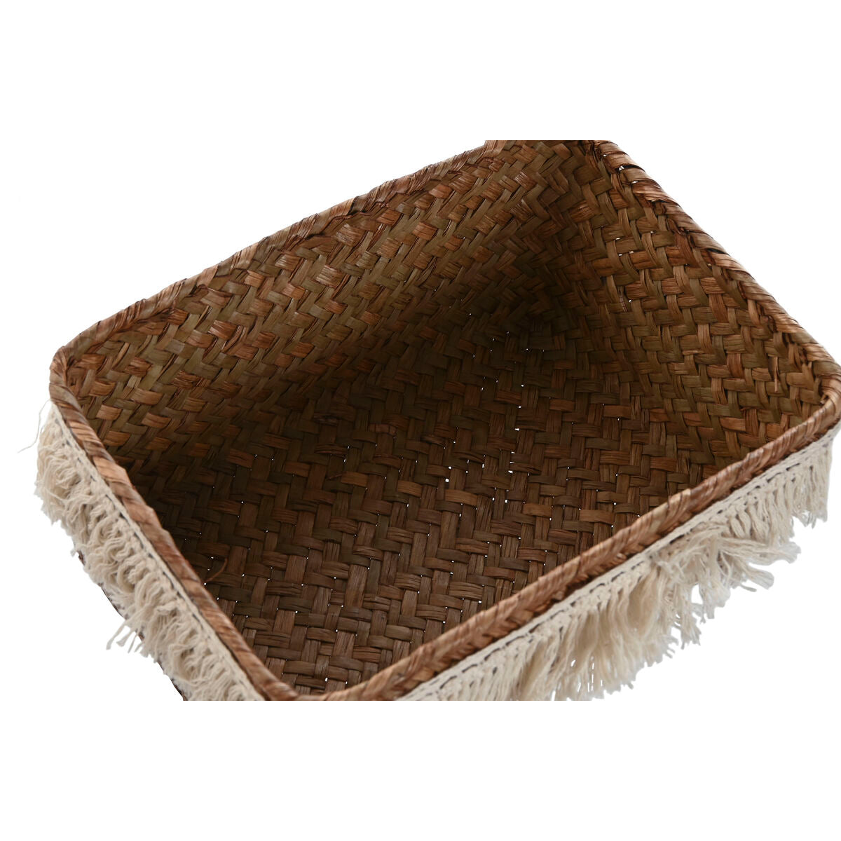 Basket set Home ESPRIT Natural Fibre Boho Worn 23 x 17 x 10 cm-2