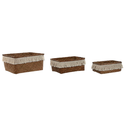 Basket set Home ESPRIT Natural Fibre Boho Worn 23 x 17 x 10 cm-1