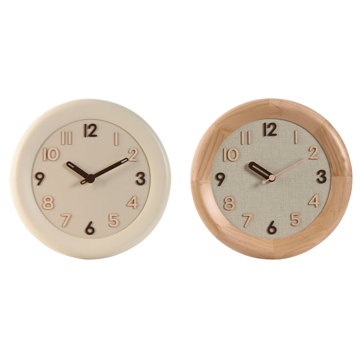 Wall Clock Home ESPRIT Beige Natural Wood 30 x 5 x 30 cm (2 Units)-0