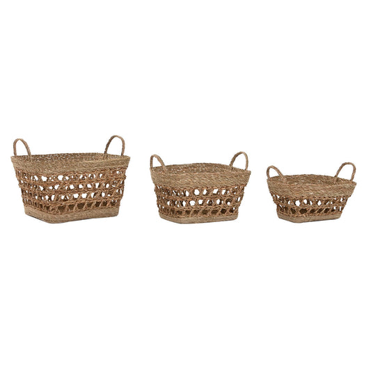 Basket set Home ESPRIT Seagrass Tropical 45 x 35 x 35 cm-1
