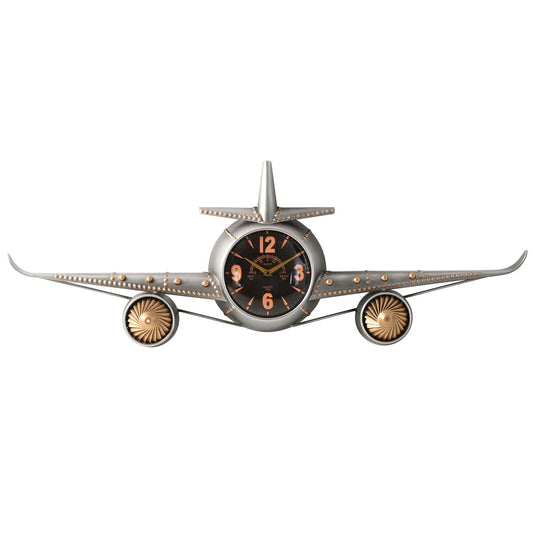 Wall Clock Home ESPRIT Golden Silver Metal Aeroplane Vintage 114 x 11 x 40 cm-0
