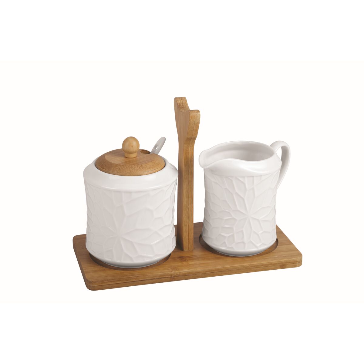 Sugar Bowl Home ESPRIT White Bamboo Porcelain 19,5 x 9 x 17 cm 2 Pieces-1