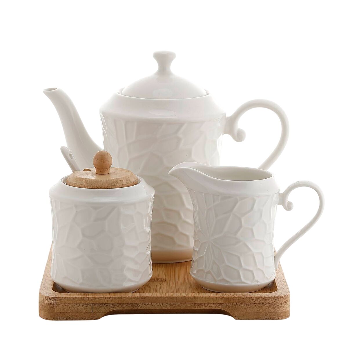 Teapot Home ESPRIT White Bamboo Porcelain-0