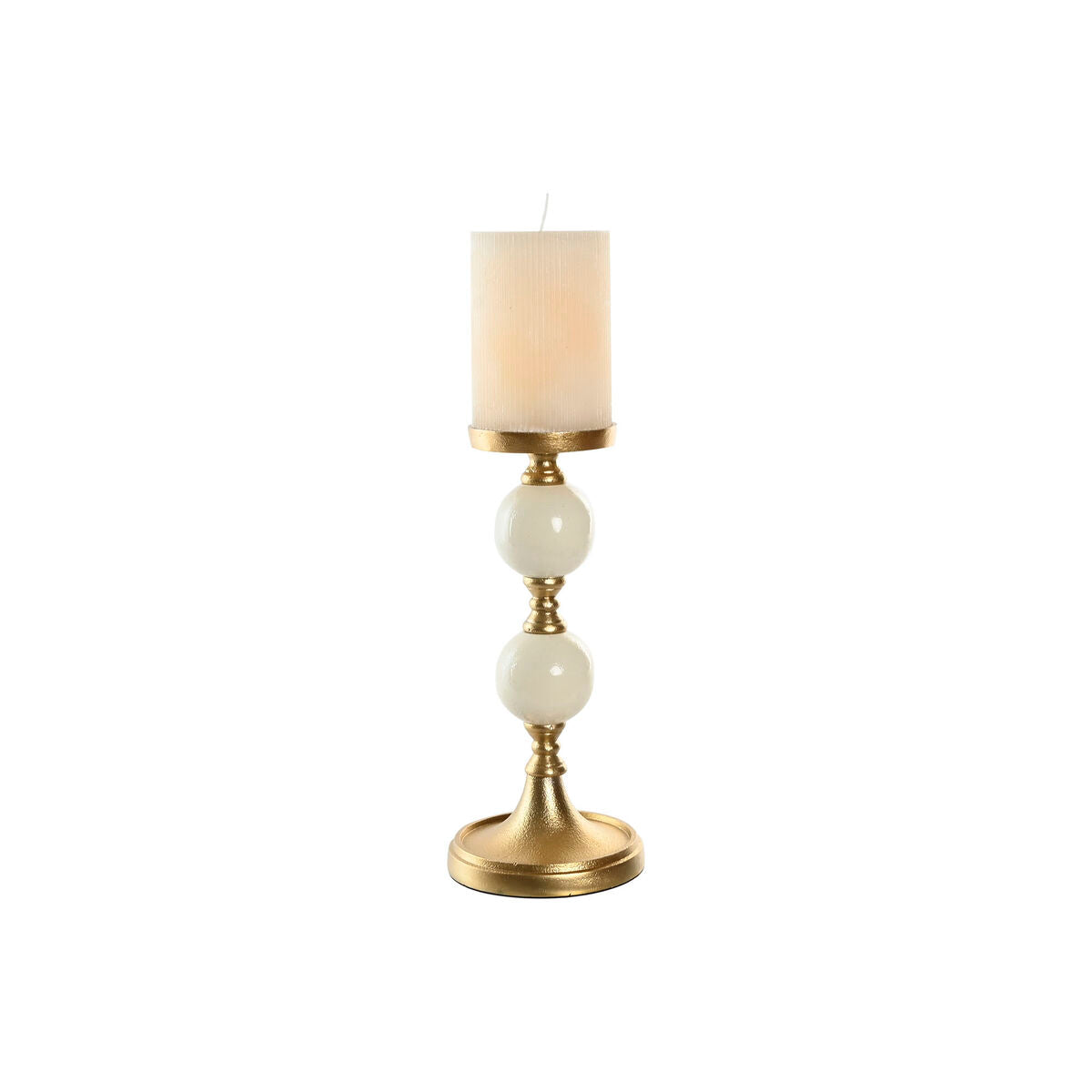 Candle Holder Home ESPRIT White Golden Aluminium Modern 15 x 15 x 33 cm-1