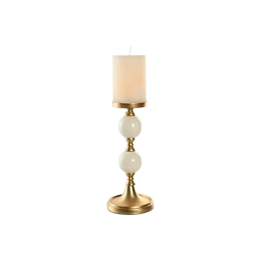 Candle Holder Home ESPRIT White Golden Aluminium Modern 15 x 15 x 33 cm-1