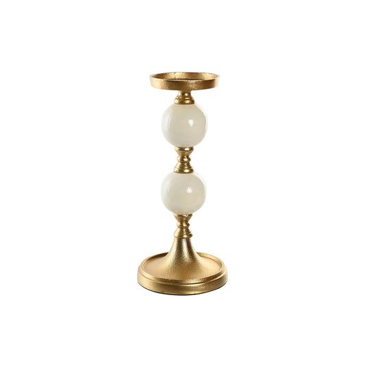 Candle Holder Home ESPRIT White Golden Aluminium Modern 15 x 15 x 33 cm-0