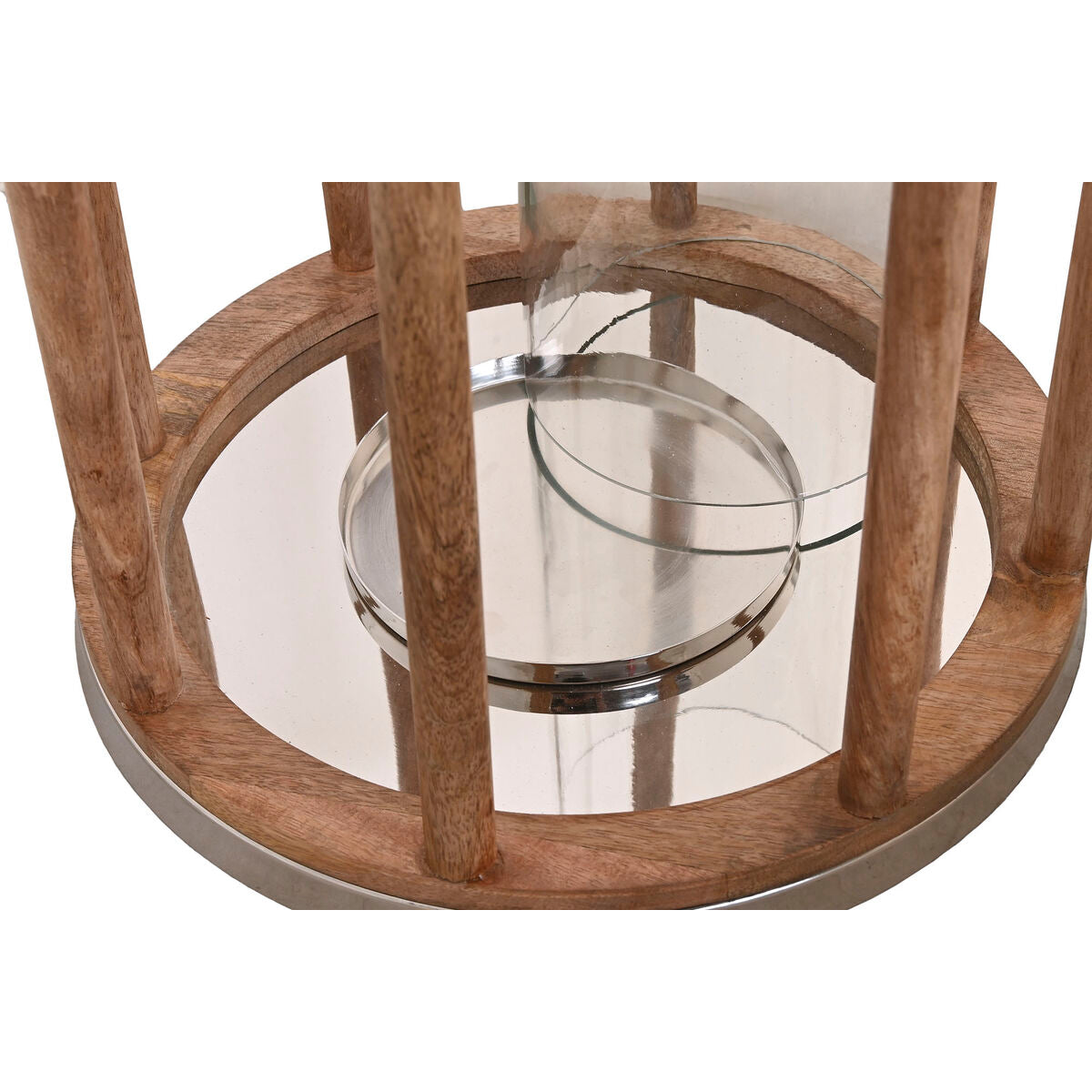 Candleholder Home ESPRIT Brown Silver Natural Crystal Mango wood 30 x 30 x 42 cm-2
