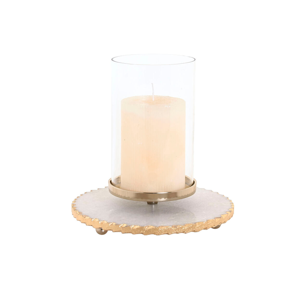 Candleholder Home ESPRIT White Golden Crystal Marble 25 x 25 x 27 cm-1