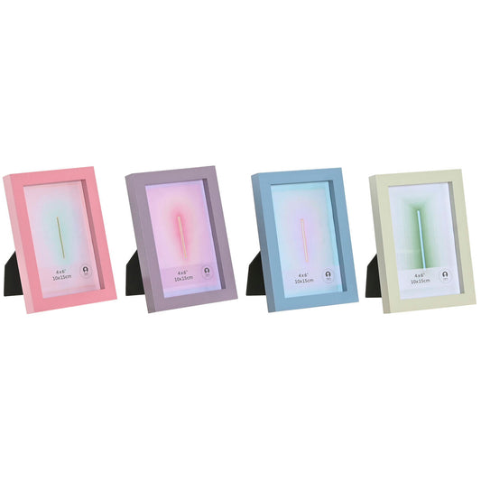 Photo frame Home ESPRIT Blue Green Crystal MDF Wood Urban (4 Units)-0