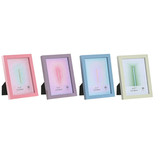 Photo frame Home ESPRIT Blue Green Crystal MDF Wood Urban (4 Units)-0