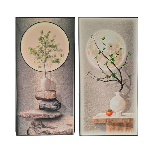 Painting Home ESPRIT Brown Green Oriental Vase 80 x 3,5 x 160 cm (2 Units)-0