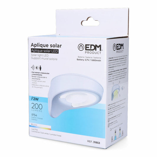 LED Wall Light EDM 31853 White 2 W 1,8 W 200 Lm 155 Lm Solar Movement Sensor (6500 K)-1