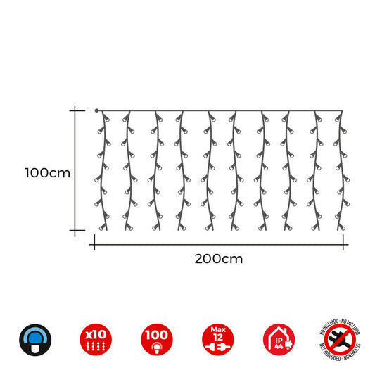 LED Curtain Lights EDM 71259 1,8 W Blue Transparent 2 x 1 m (1 Unit)-1
