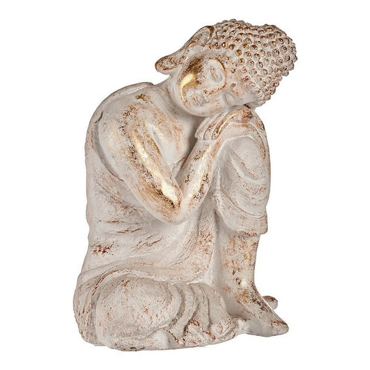 Decorative Garden Figure Ibergarden CC20446 White Golden Polyresin 28,5 x 43,5 x 37 cm Buddha-0