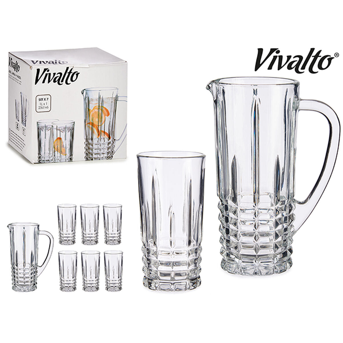 Jug and glasses set Vivalto 41053 Transparent Glass 250 ml-2