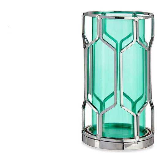Candleholder Gift Decor SW120660B Blue Silver Metal Glass 11,5 x 19,5 x 11,5 cm-0