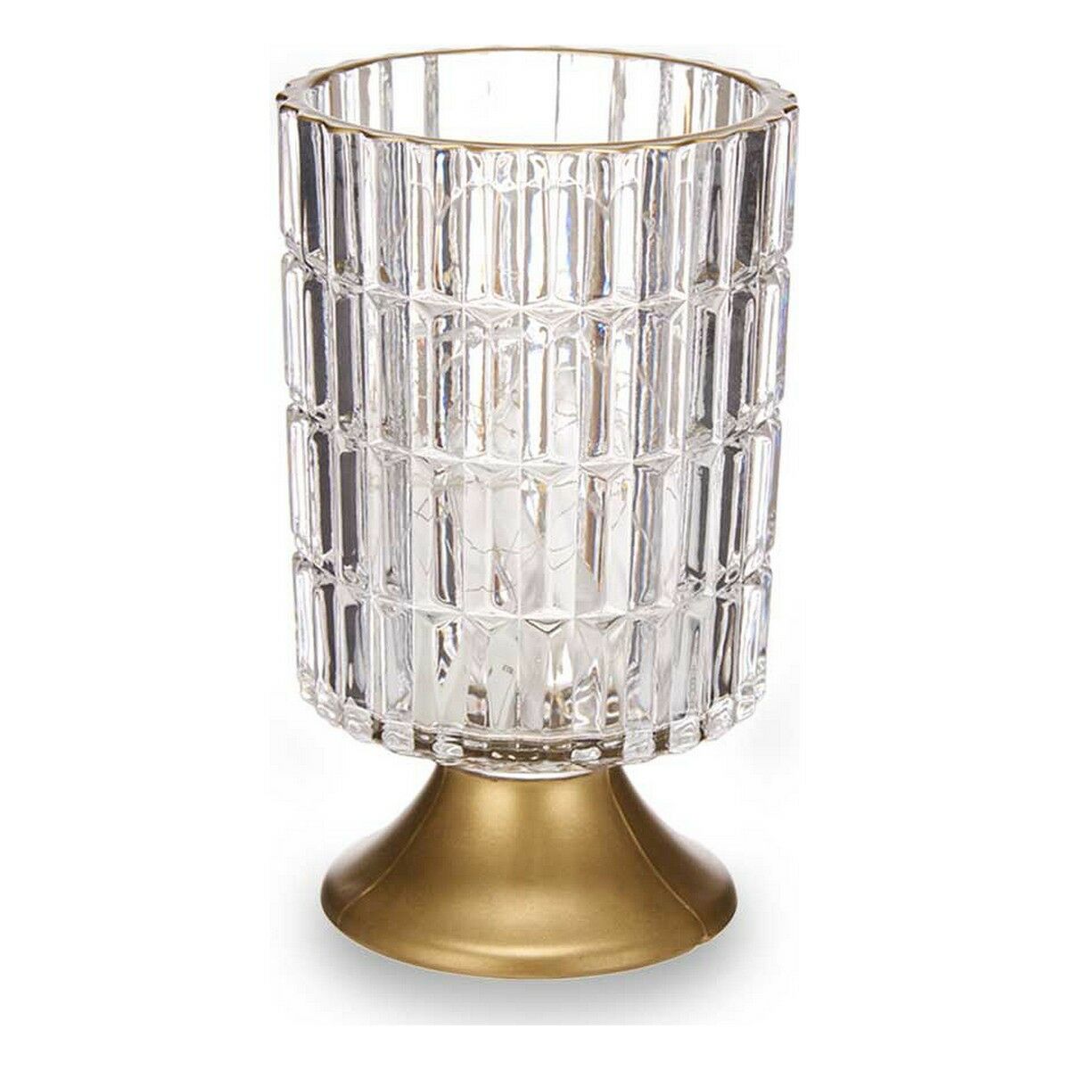 LED Lantern Metal Golden Transparent Glass (10,7 x 18 x 10,7 cm)-0