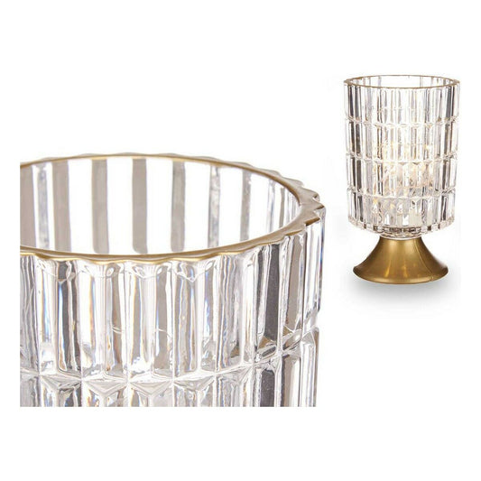 LED Lantern Metal Golden Transparent Glass (10,7 x 18 x 10,7 cm)-1