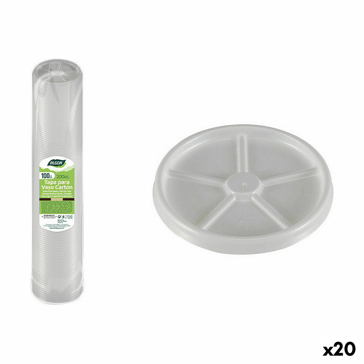 Set of lids for glasses Algon Coffee 100 Pieces 200 ml (20 Units)-0