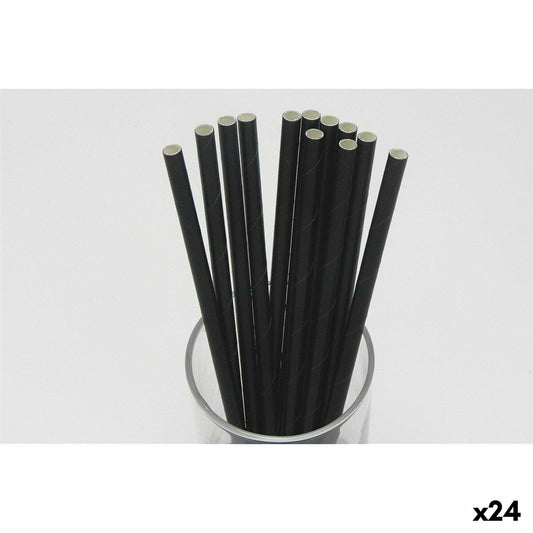 Straws Algon Cardboard Black 20 Pieces 24 Units-1