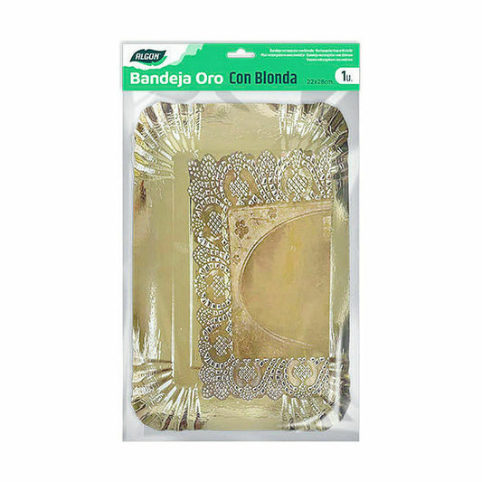 Snack tray Algon Golden Rectangular 23 x 29,5 x 1 cm (48 Units)-1