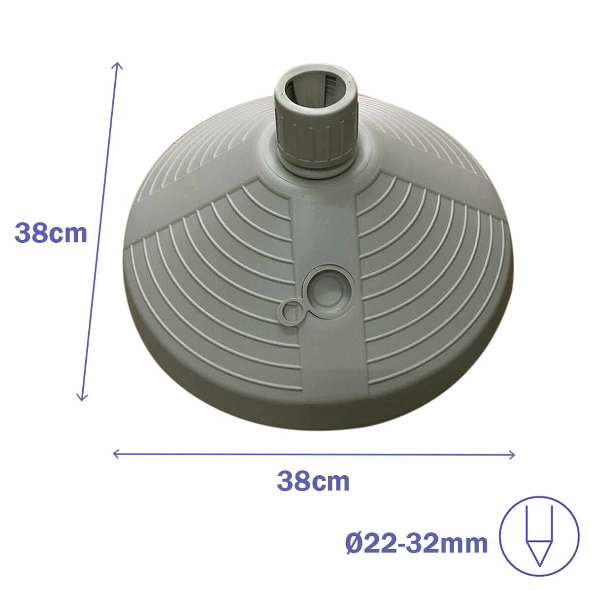 Marbueno Base Umbrella Round Plastic 38x38x14 cm 10L White Garden, Pool, Terrace 10502-1