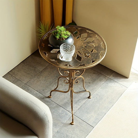 Vintage Metal Scrollwork Side Table-1